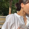thumbnail image 6 of [Silver 925] Dainty Line Tiered Pearl Earrings, 6 of 6