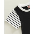 thumbnail image 6 of Coduop  Newborn Baby Boy Bodysuit Jumpsuit Short Sleeve Striped Patchwork Romper Newborn Playsuit, 6 of 8