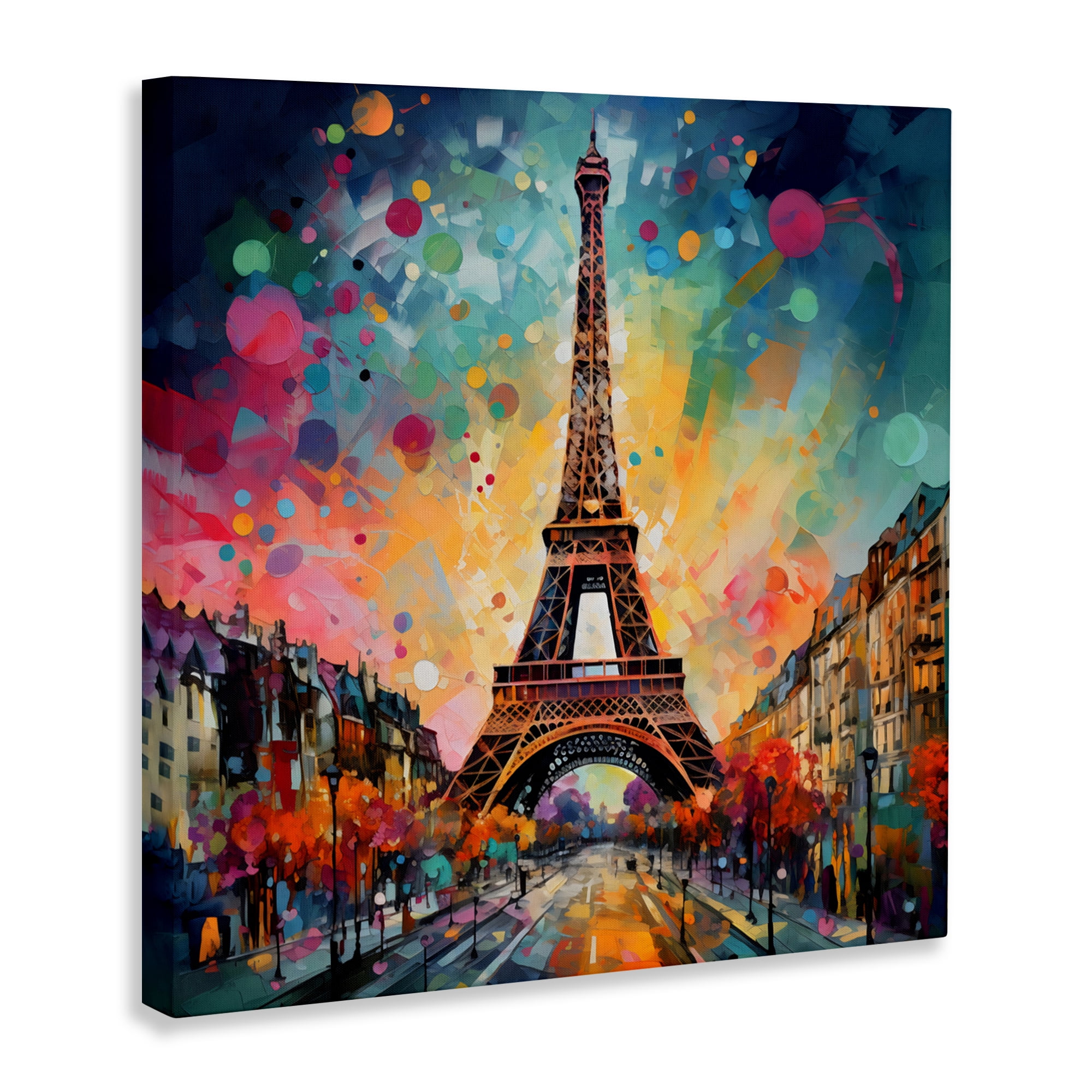 Stupell Industries Eiffel Tower with Vibrant Dots Canvas Wall Art, design by Creative Studio