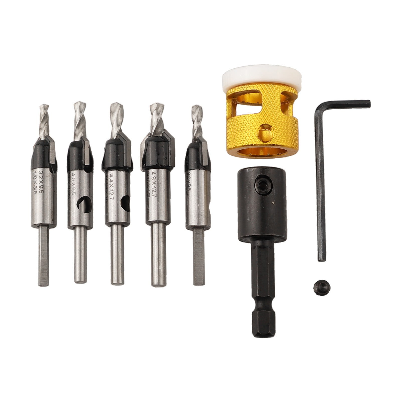 5 Pcs Countersink Drill Bit Set Replaceable With Adjustable Depth Stop Plastic Hand Tools Power Tools Accessories