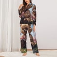 thumbnail image 2 of Vsdgher Romantic Floral Bear Pajamas Set Long Sleeve Sleepwear Womens Button Down Nightwear Pj Sets-Medium, 2 of 7