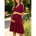 thumbnail image 5 of Women's Summer Maternity Dress Ruffle Short Sleeve Maternity Clothes, 5 of 8