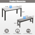 thumbnail image 3 of PAPROOS Dining Table Set for 4, 3-Piece Kitchen Table Set with 2 Velvet Benches, Kitchen Table Set with Faux Marble Tabletop, Metal Frame, Modern Dining Room Set for Home Cafeteria Bar, Gray+White, 3 of 8