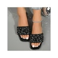 thumbnail image 7 of Women's Summer Beach & Indoor-Outdoor Slippers - Black Rhinestone Casual Fashion Square Open Toe Flat Bottom Sandals, 7 of 7
