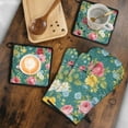 thumbnail image 5 of Pioneer Flower Kitchen Oven Mitt and Pot Holder Sets 4 Pcs for Baking, Cooking and Grilling, Heat Resistant Up To 392 °F, 5 of 7