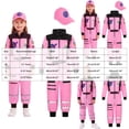 thumbnail image 7 of Pandaie Girls Astronaut 2Pcs Costume Set Zipper Jumpsuit with Embroidered Cap for Halloween Space Themed Party Light Pink,8-10 Years, 7 of 7