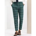 thumbnail image 2 of Unique Bargains Men's Plaid Tapered Pants Zipper Flat Front Formal Dress Pants 30 Green, 2 of 6