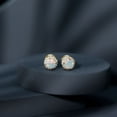 thumbnail image 5 of Rosec Jewels Round Shape Ethiopian Opal Stud Earrings with Moissanite Halo (AAA Quality), 14K Yellow Gold, 5 of 8