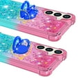 thumbnail image 3 of CCSmall Cute Case for Samsung Galaxy S24 FE (Not S24) with Kickstand for Women, Liquid Glitter Sparkle Bling Phone Case Gradient Floating Quicksand Cover for Samsung Galaxy S24 FE JB Powder Blue, 3 of 7