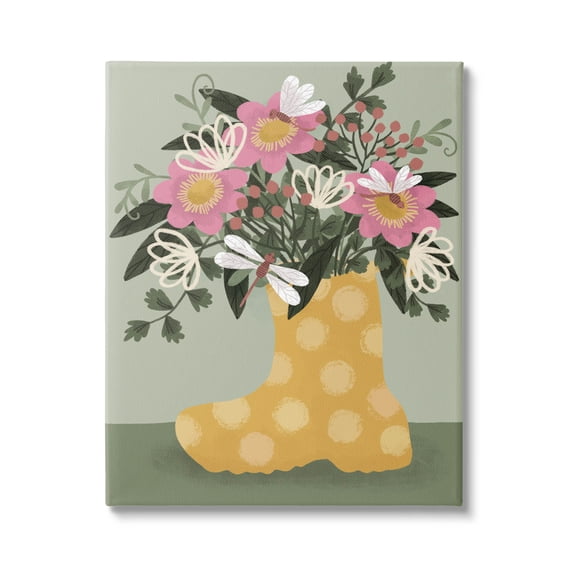 Casual Dragonfly Garden Bouquet Botanical & Floral Graphic Art Gallery Wrapped Canvas Print Wall Art