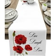 thumbnail image 1 of Chemin de Table en Coton et Lin avec Fleurs de Coquelicot, Foulard de Commode, Art Rouge Coquelicots Vivent Rient Amour pour Table à Manger, Décoration de Cuisine de Ferme, Décoration de Dîner de Vacances-16x72 Pouces, 1 of 8