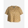 thumbnail image 5 of Terra & Sky Women's Plus Flowy Cotton Blouse with Short Ruffled Sleeves, Sizes 0X-5X, 5 of 5