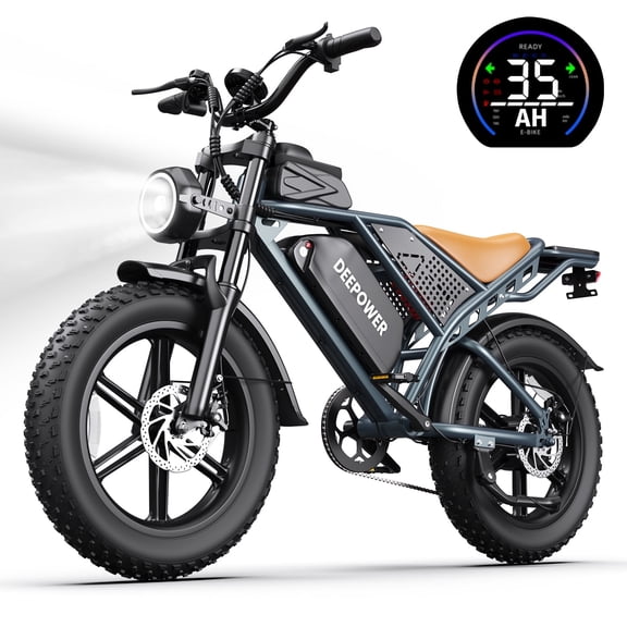 DEEPOWER Electric Bike for Adults, 750W Motor& 28MPH Ebike, 48V 35AH Battery, 70-100 Max Miles,Dual Suspension Ebikes for Adults, 20" Fat Tire E Bike, UL2849 Certified