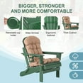 thumbnail image 6 of Nalone Folding Adirondack Chairs Set of 2, HDPE Oversized Patio Chairs with Cup Holder and Cushion, Weather Resistant for Garden, Deck, Fire Pit and Campfire(Green), 6 of 9