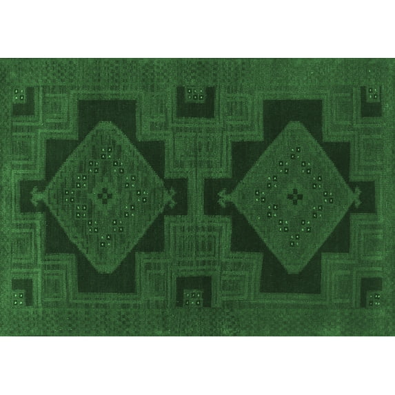 Ahgly Company Indoor Rectangle Persian Emerald Green Traditional Area Rugs, 5' x 8'