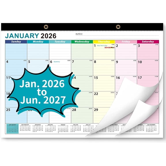 2026 Desk Calendar, Wall Calendar 2026-2027 Covers January 2026 to June 2027, 17" X 12" Large Size With Holidays, Desktop Monthly Calendar for Home Classroom School & Office Or teacher Gifts - OSF(Ja