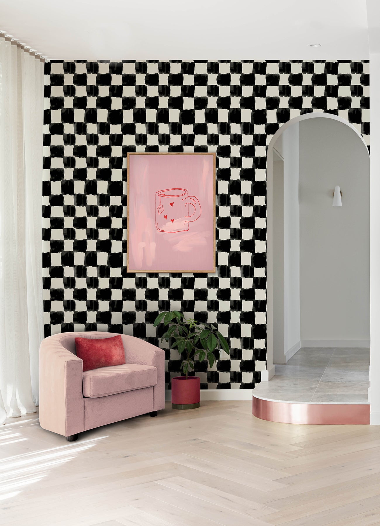 Mr. Kate Tess Watercolor Checker Peel and Stick Wallpaper