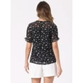 thumbnail image 4 of DARING DIVA Chiffon Ruffled Trim Floral Blouse Top 3XL Black, 4 of 6