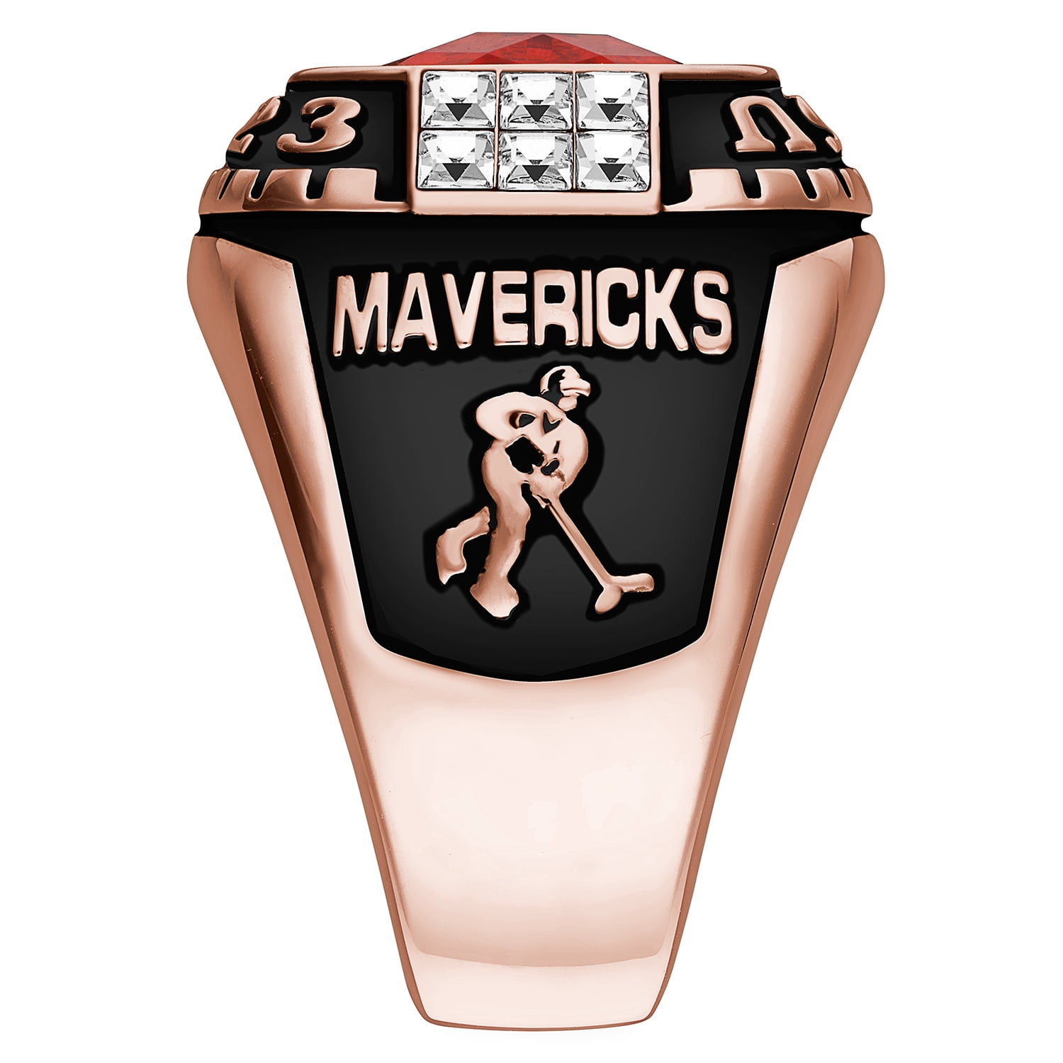 Order Now for 2025 Graduation, Freestyle Men's Rhodium Rose Cushion Birthstone & CZ Class Ring, Personalized, High School or College Graduation