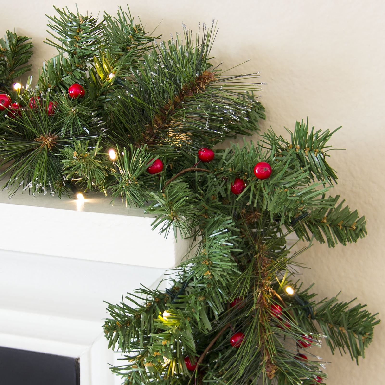 best choice products 9ft pre lit christmas garland w 50 led lights silver bristles pine cones berries green walmartcom - Green Christmas Garland best choice products 9ft pre lit christmas garland w 50 led lights silver bristles pine cones berries green walmartcom - Green Christmas Garland
