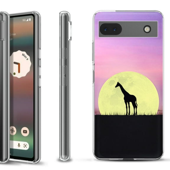 Slim-Fit Gel TPU Phone Case for Google Pixel 6a, by OneToughShield ® - Moonlight Giraffe