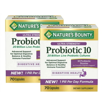 Nature's Bounty Ultra Strength Probiotic 10, 70 Capsules (2 Pack)