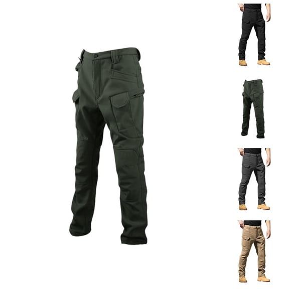 Outdoor Hiking Pants for Men Winter Lined Warm Waterproof Travel Work Utility Cargo Pants Trousers