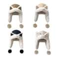 thumbnail image 3 of Gorro de invierno Qarigey con orejeras y pompones para mujer color beige, 3 of 6