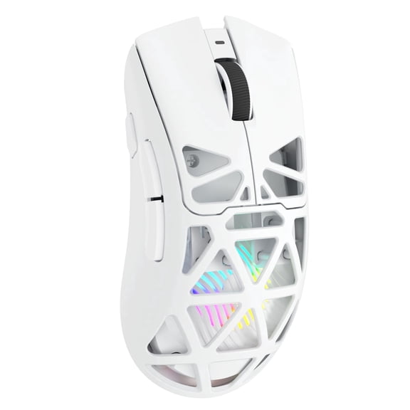 Aula SC620 Wireless Gaming Mouse, Tri-Mode 2.4GHz/USB-C/BT5.3 Computer Mouse with 12000 DPI, Programmable Macro Gamer Mouse with Rapid Fire Key, RGB Light White Gaming Mice for PC/Laptop/Mac