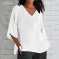 thumbnail image 4 of Harpily Shirts for Women Summer Women's 7 Quarter Sleeve V Neck Solid Color Loose Top T Shirt Casual Shirt, 4 of 4