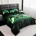 thumbnail image 4 of URBONUR Green Boys Comforter Sets Full Size Game Bedding Set for Kids Teens Green Lightning Gamepad Boy Bed Sets 6 Pieces Video Gaming Console Black Bed in a Bag with Sheet Set(Green Full), 4 of 10
