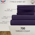 thumbnail image 3 of 28-INCH EXTRA DEEP POCKETS - 7 PC Split King Sheet Set for Adjustable Bed - (Extra Pillowcases) 700-Thread-Count 100% Egyptian Cotton, Sateen Weave - Long Staple 700TC Cotton- Plum, 3 of 7