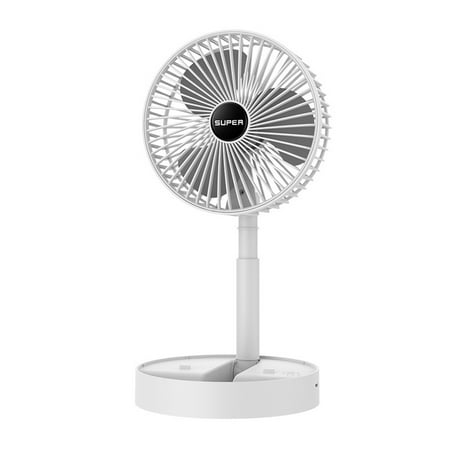

Stand Fan Folding Portable Telescopic Floor/USB Desk Fan Rechargeable Battery Super Quiet Adjustable Height and Head Great for Office Home Outdoor Camping White，G194422