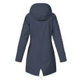 thumbnail image 3 of QHRMKOG Women's Rain Jacket Solid Color Waterproof Long Hooded Raincoat with Pockets Light Windbreaker Hiking Coat Casual Outfits Blue XL, 3 of 4