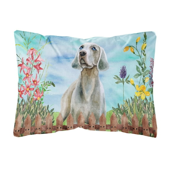 Carolines Treasures CK1236PW1216 Weimaraner Spring Canvas Fabric Decorative Pillow  12H x16W multicolor