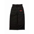 thumbnail image 1 of Pantalones vaqueros unisex estilo hip-hop gótico urbano de talle alto y corte holgado con diseños rasgados y bordados for hombre y mujer, 1 of 4