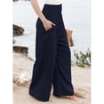 thumbnail image 3 of Women Linen Palazzo Pants Navy Blue S, 3 of 4
