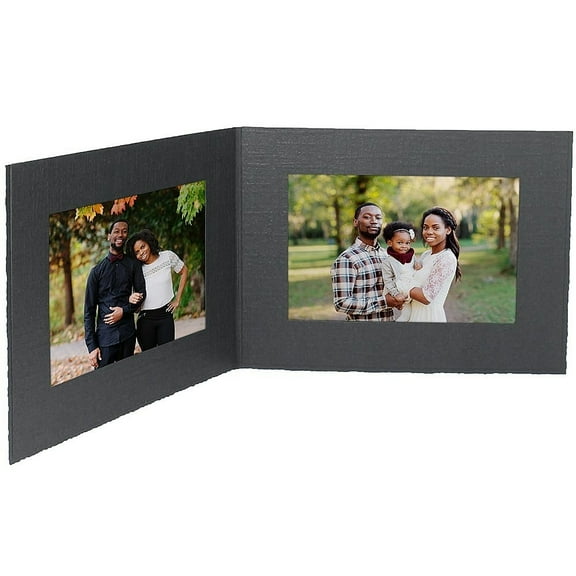(25 pack) Black cardboard double photo folder 6x4 frame w plain border  sold in 25s  - 4x6