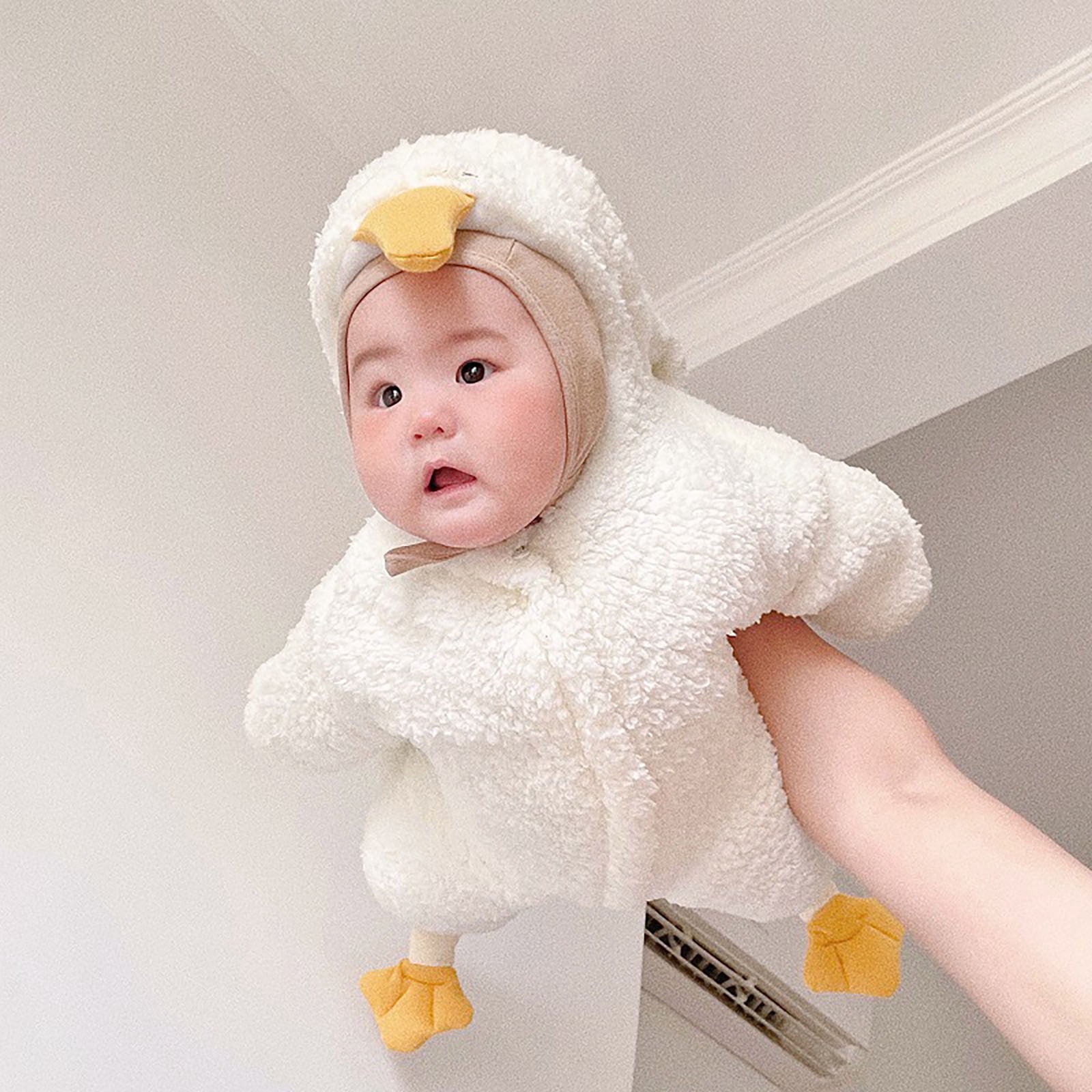 FYDUU Baby Boy Romper Onesie Baby Duckling Cute Outfit Suit Jumpsuit Sleeping Bag Romper Hooded Jumpsuit Winter Snowsuit Clothes 5-10 Months