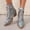 Light Blue, variant on Womens Short Boots Ethnic Embroidered Pull On Lace Up Chunky Low Heel Fashion Ankle Boots Light Blue 9