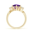thumbnail image 2 of ANGARA Natural Round 2.1 ct Amethyst and Diamond Three Stone Bypass Ring in 14K Yellow Gold for Women (Size-9mm) | February Birthstone, Anniversary, Jewelry Gift for Women | Natural Amethyst Ring, 2 of 8