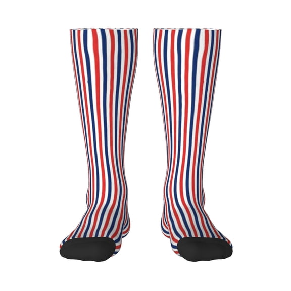 Knee High Socks for Women Red White And Blue Striped Long Tube Sock Uniform Socks