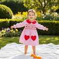 thumbnail image 3 of Jxzom Toddler Baby Girl Valentines Day Outfit Heart Embroidery Peter Pan Collar Long Sleeve Plaid Smocked Dress 6 12 18 24 Months 2T 3T 4T Girls Valentines Clothes, 3 of 9