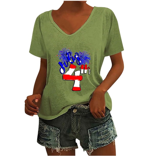 Camisetas de Cuello Redondo Impreso Gradiente de las Mujeres, Manga Corta Casual Top para el Uso Diario