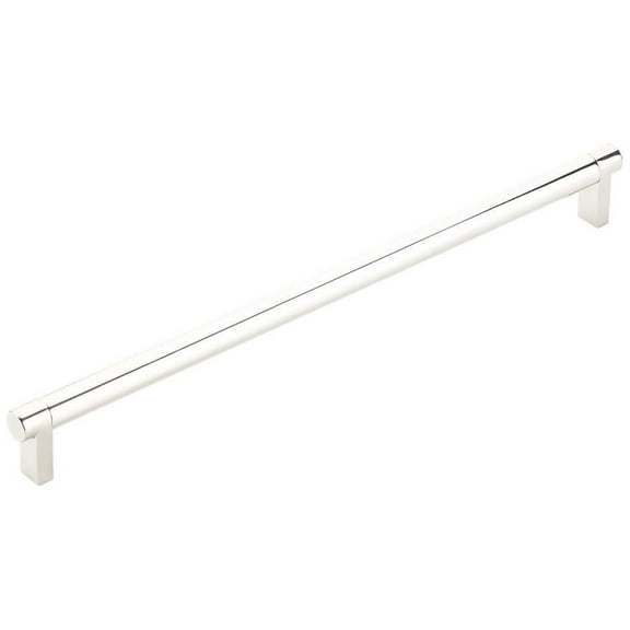 Emtek 84058.RECUS4.SMUS4 Rectangular Stem Smooth Cabinet Pull with 12 in. Center to Center, Satin Brass