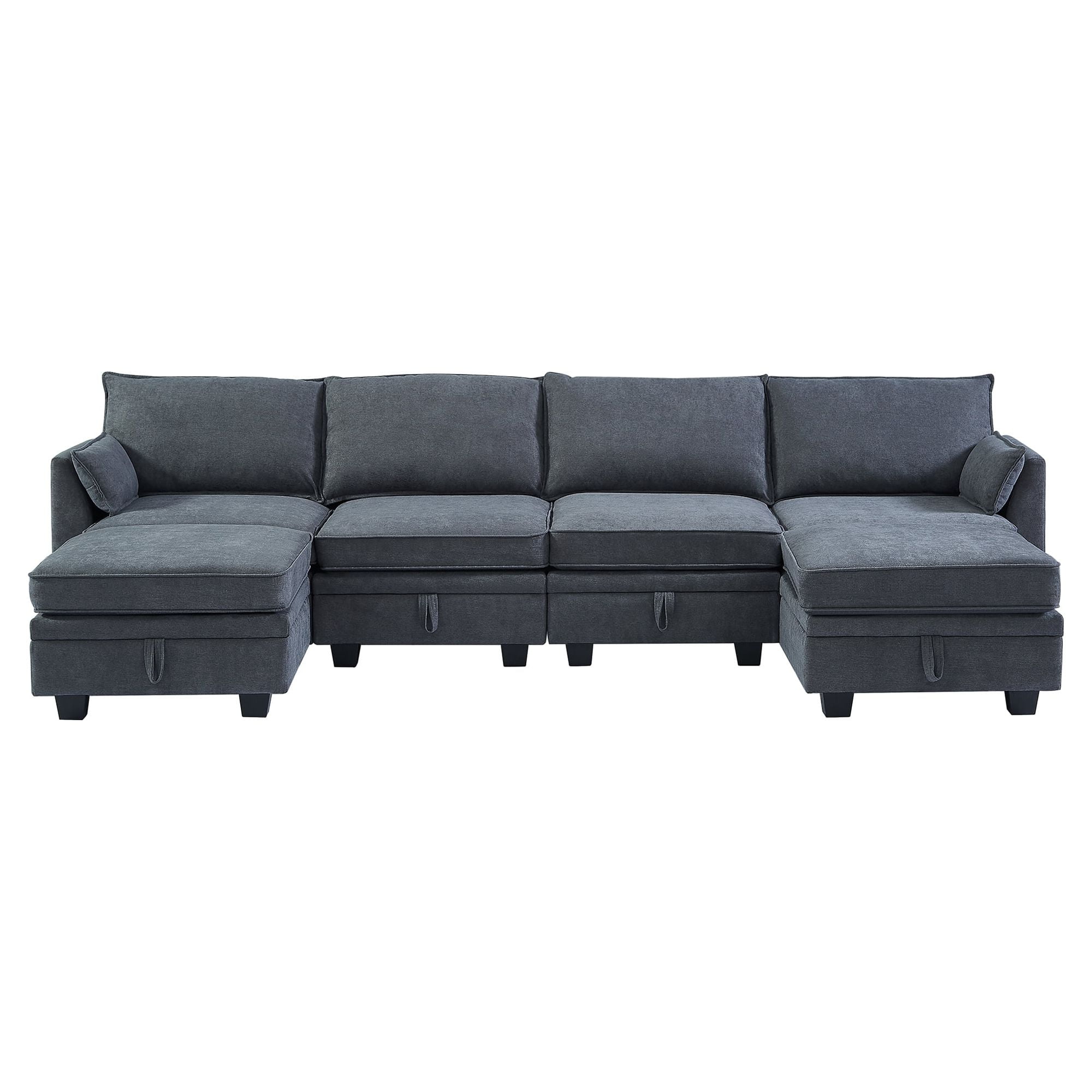 YYAo Modern Large U-Shape Modular Sectional Sofa, Reversible Sofa Bed with Storage Seat for Living Room, Dark Gray YYAo Modern Large U-Shape Modular Sectional Sofa, Reversible Sofa Bed with Storage Seat for Living Room, Dark Gray