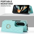 thumbnail image 5 of ELEHOLD for Samsung Galaxy Z Fold 4 Wallet Case,Luxury Premium Diamond Leather Rotatable Ring Credit Card Cash Slot Magnetic Clasp Kickstand Shockproof Protective for Samsung Galaxy Z Fold 4,Green, 5 of 7