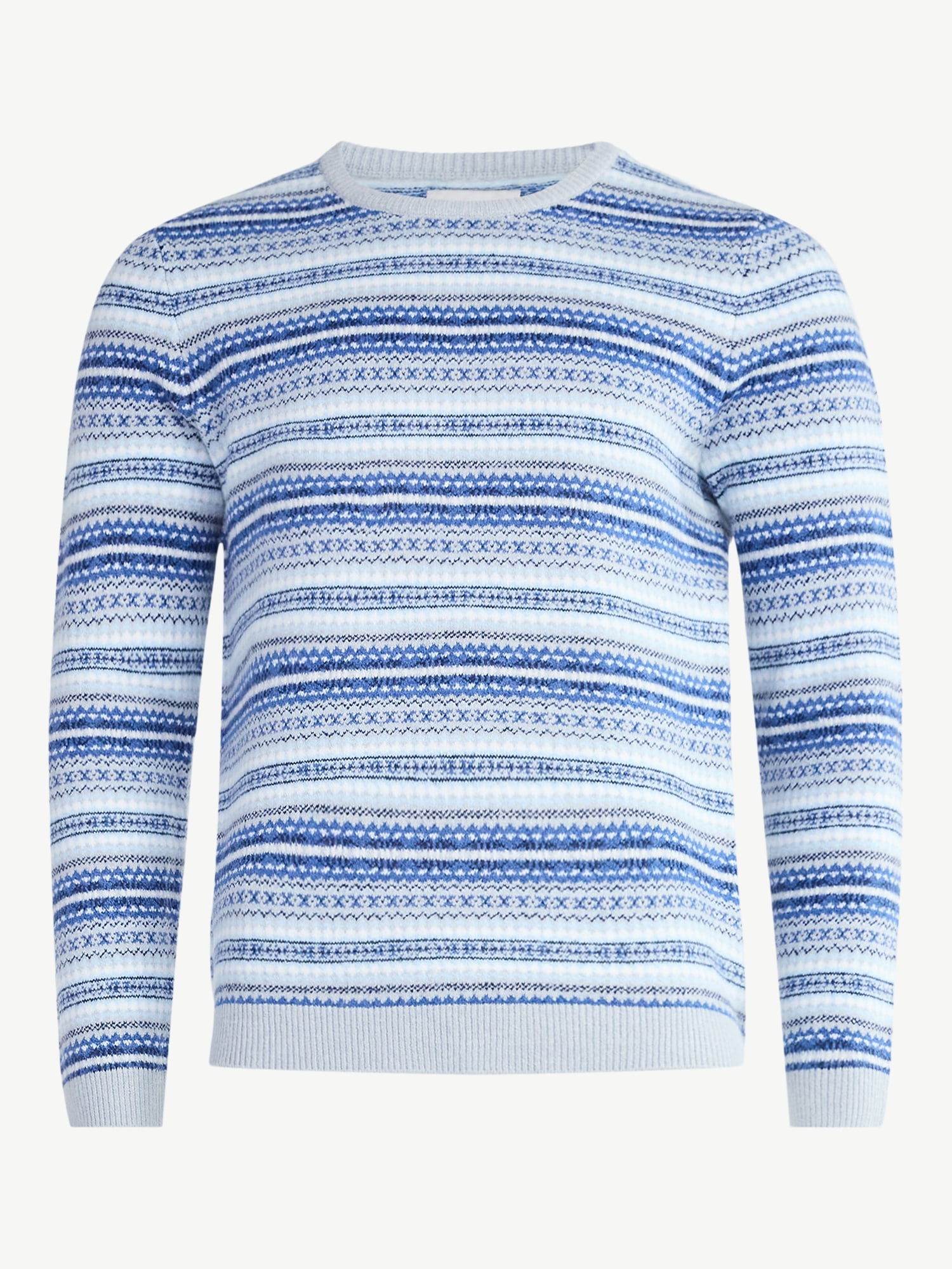 Free Assembly Men's Fair Isle Sweater with Long Sleeves, Size XS-3XL