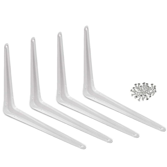 Wideskall Supports d'Étagère d'Angle Mural en Métal 8 Pouces x 10 Pouces Pouces, Blanc, Lot de 4