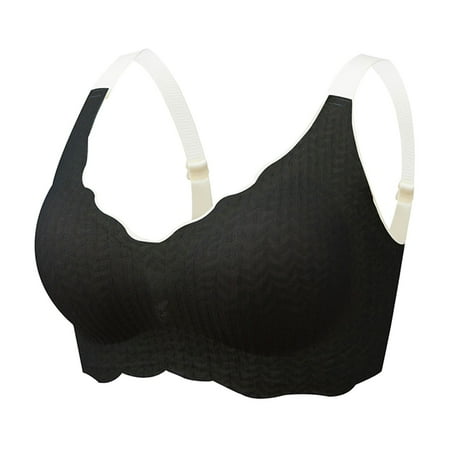 Sngxgn Comfort Unlined Wireless Bra for Women with S upport Silky Smooth Bralettes Seamless T-Shirt Bra(Black XXL)